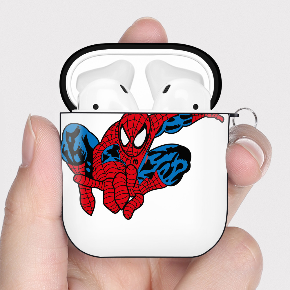 （画像用） アベンジャーズ The Avengers AirPods 第2世代保護ケース ハードシェル ブラック 耐衝撃・防指紋・カラビナ付き
