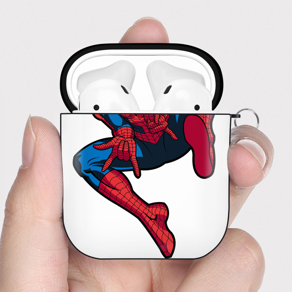 （画像用） アベンジャーズ The Avengers AirPods 第2世代保護ケース ハードシェル ブラック 耐衝撃・防指紋・カラビナ付き