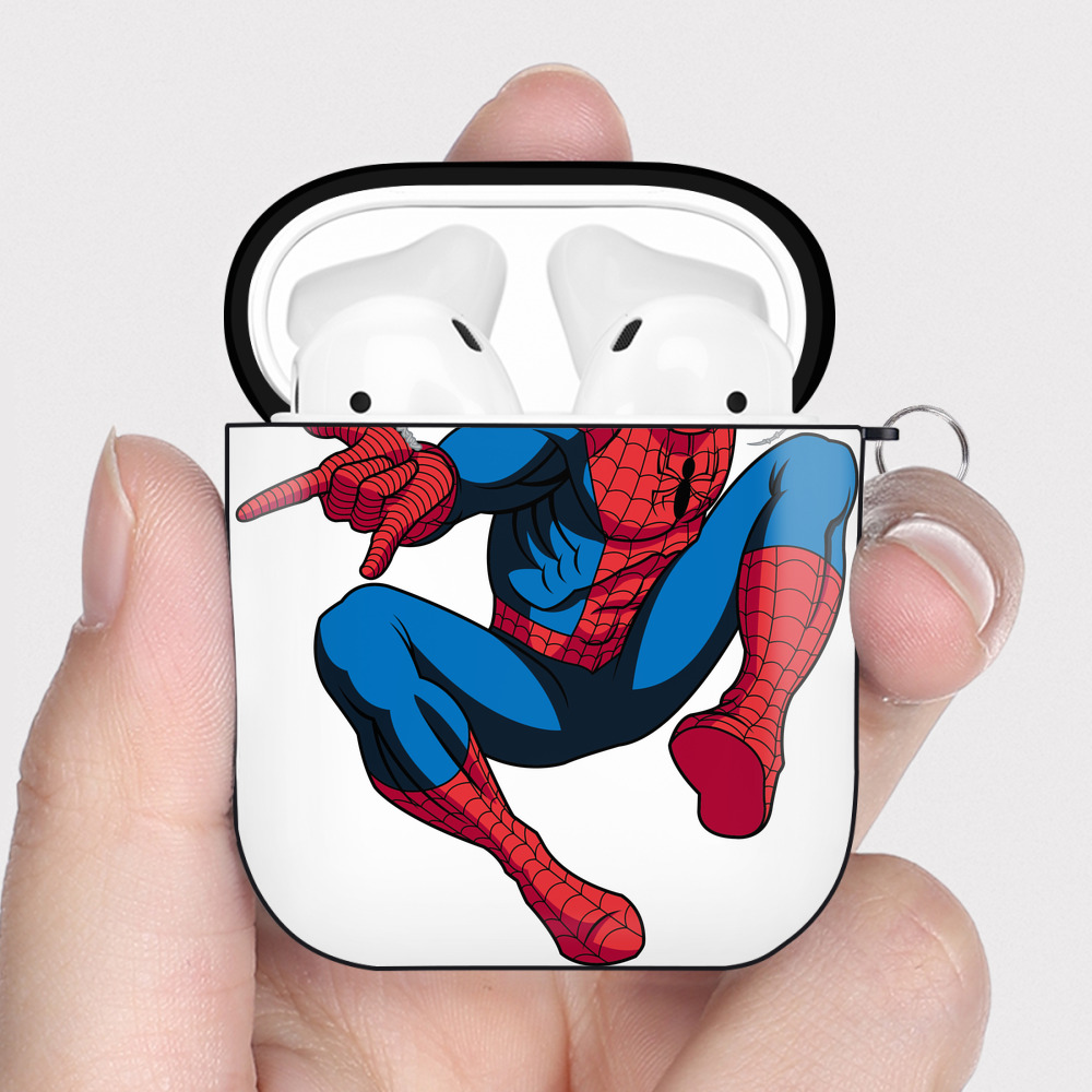 （画像用） アベンジャーズ The Avengers AirPods 第2世代保護ケース ハードシェル ブラック 耐衝撃・防指紋・カラビナ付き