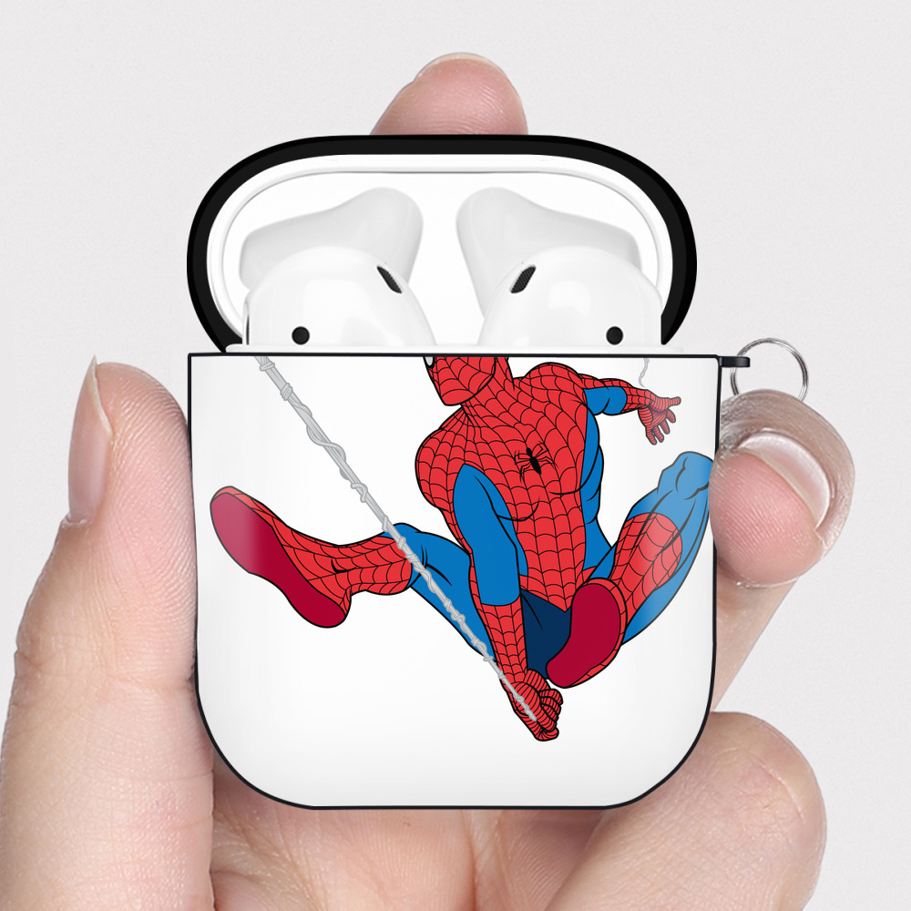 （画像用） アベンジャーズ The Avengers AirPods 第2世代保護ケース ハードシェル ブラック 耐衝撃・防指紋・カラビナ付き