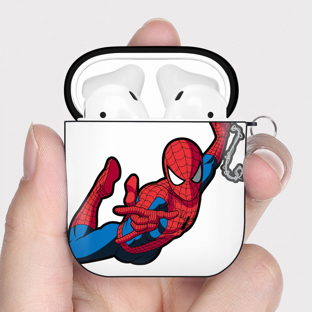 （画像用） アベンジャーズ The Avengers AirPods 第2世代保護ケース ハードシェル ブラック 耐衝撃・防指紋・カラビナ付き