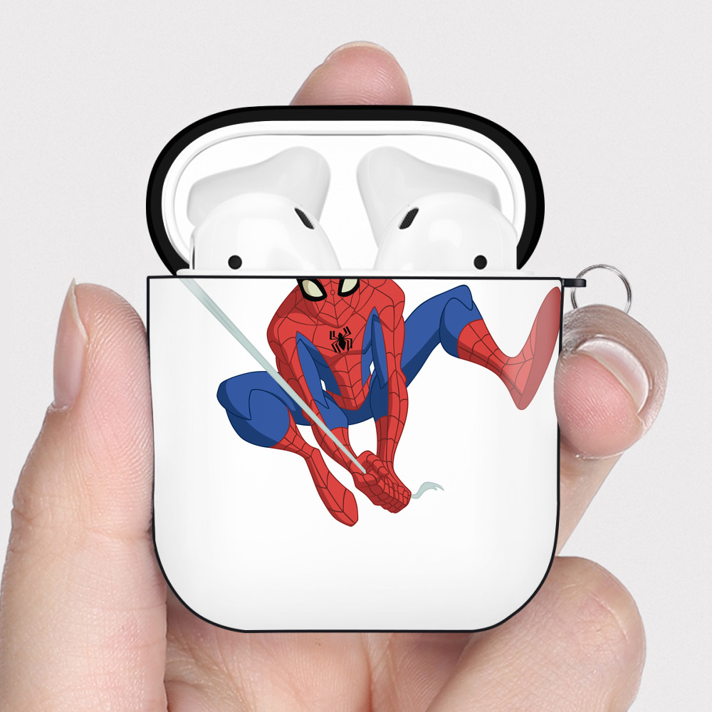 （画像用） アベンジャーズ The Avengers AirPods 第2世代保護ケース ハードシェル ブラック 耐衝撃・防指紋・カラビナ付き