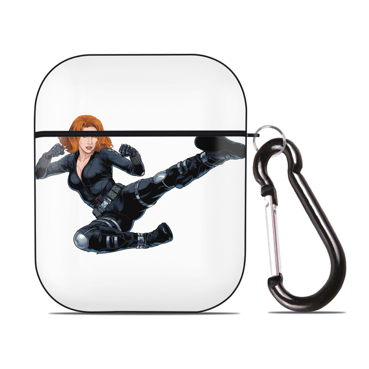 （画像用） アベンジャーズ The Avengers AirPods 第2世代保護ケース ハードシェル ブラック 耐衝撃・防指紋・カラビナ付き