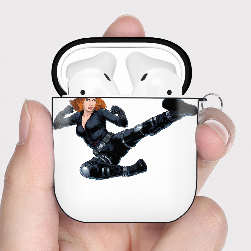 （画像用） アベンジャーズ The Avengers AirPods 第2世代保護ケース ハードシェル ブラック 耐衝撃・防指紋・カラビナ付き