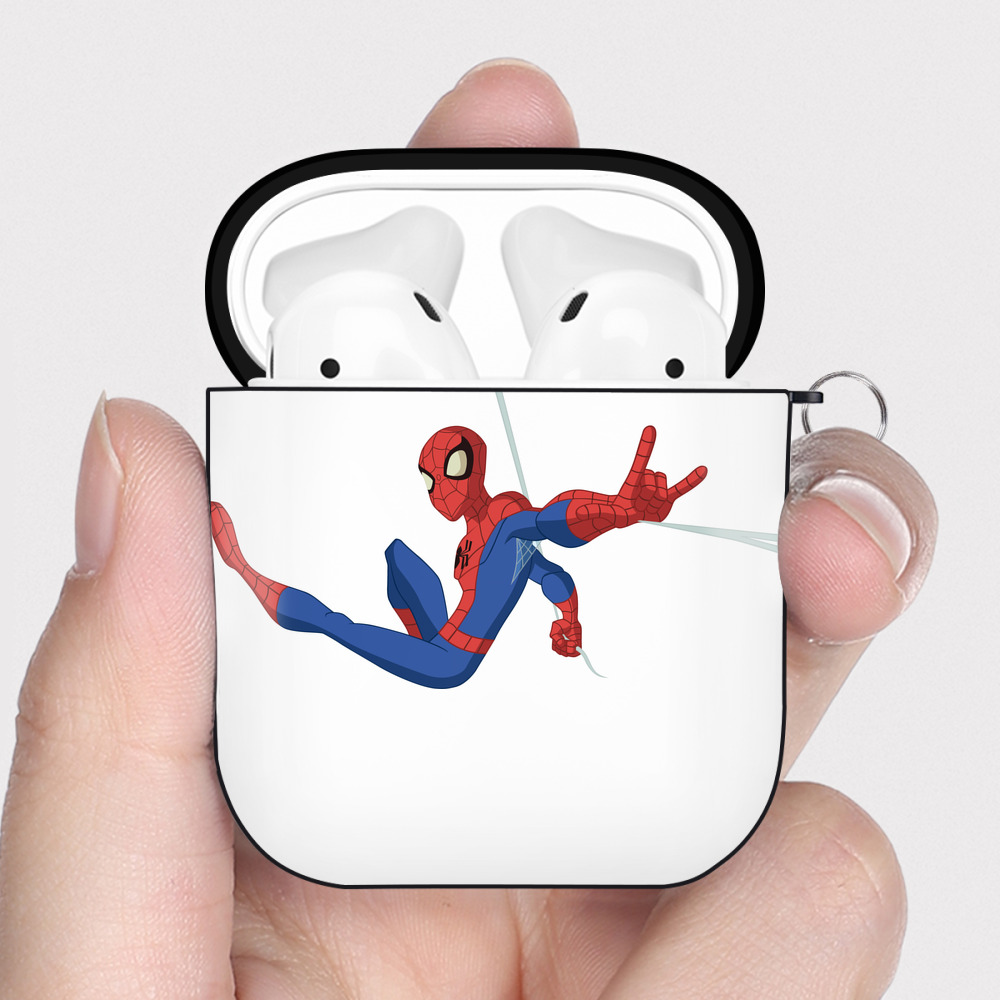 （画像用） アベンジャーズ The Avengers AirPods 第2世代保護ケース ハードシェル ブラック 耐衝撃・防指紋・カラビナ付き
