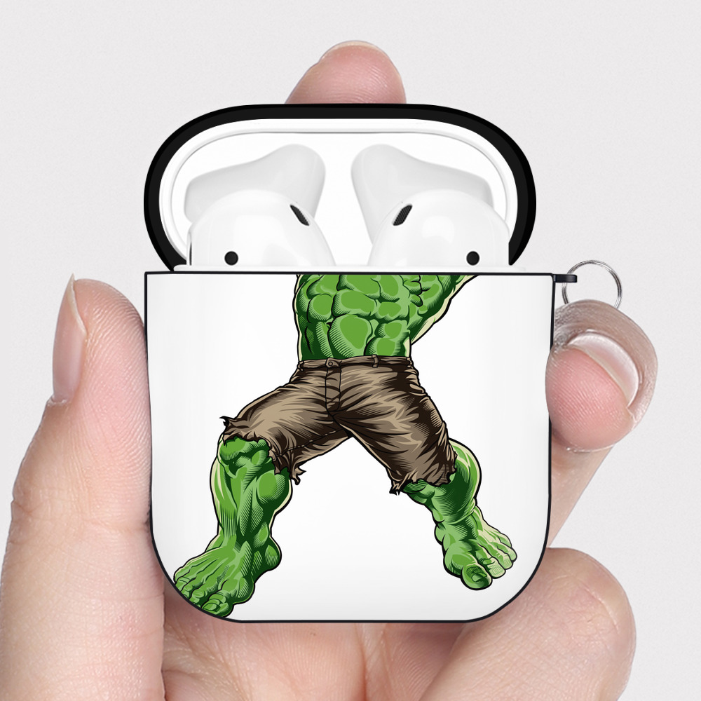 （画像用） アベンジャーズ The Avengers AirPods 第2世代保護ケース ハードシェル ブラック 耐衝撃・防指紋・カラビナ付き