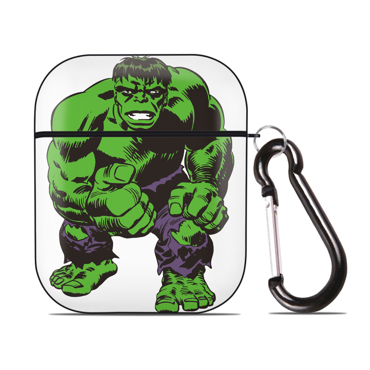 （画像用） アベンジャーズ The Avengers AirPods 第2世代保護ケース ハードシェル ブラック 耐衝撃・防指紋・カラビナ付き