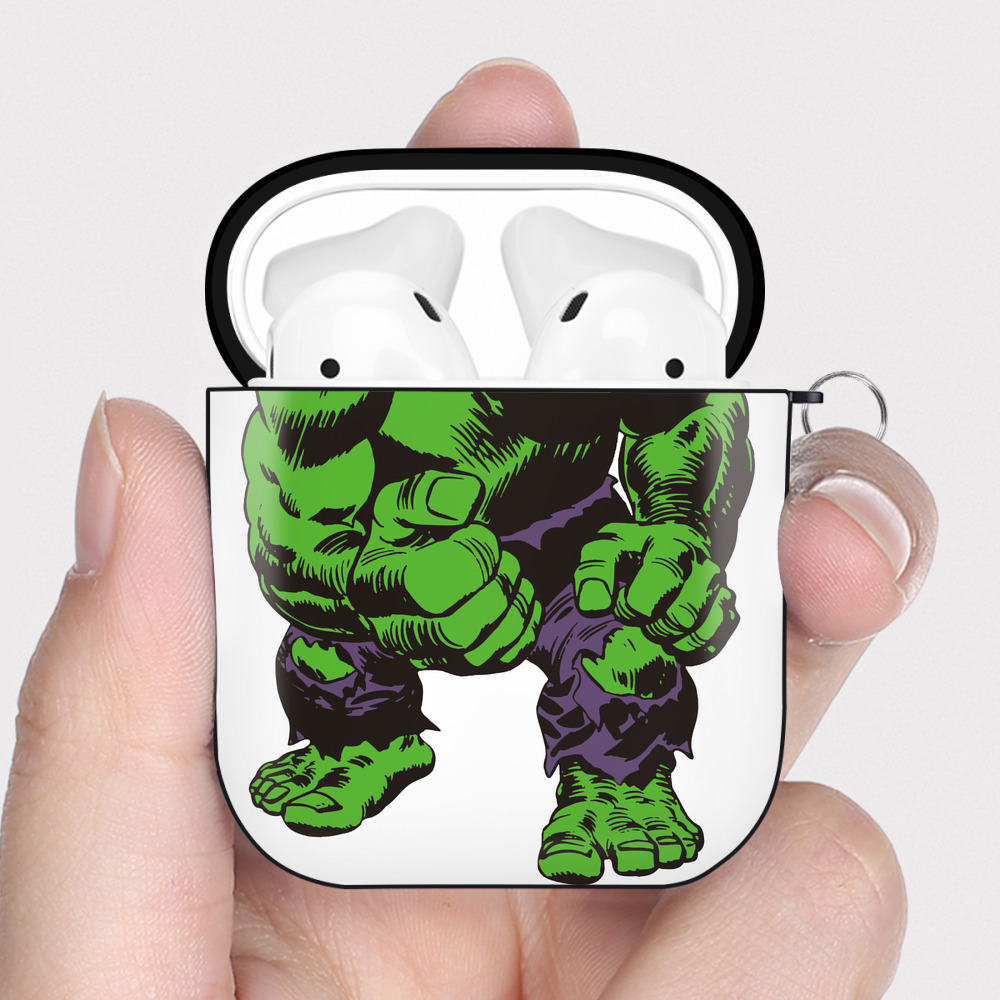 （画像用） アベンジャーズ The Avengers AirPods 第2世代保護ケース ハードシェル ブラック 耐衝撃・防指紋・カラビナ付き