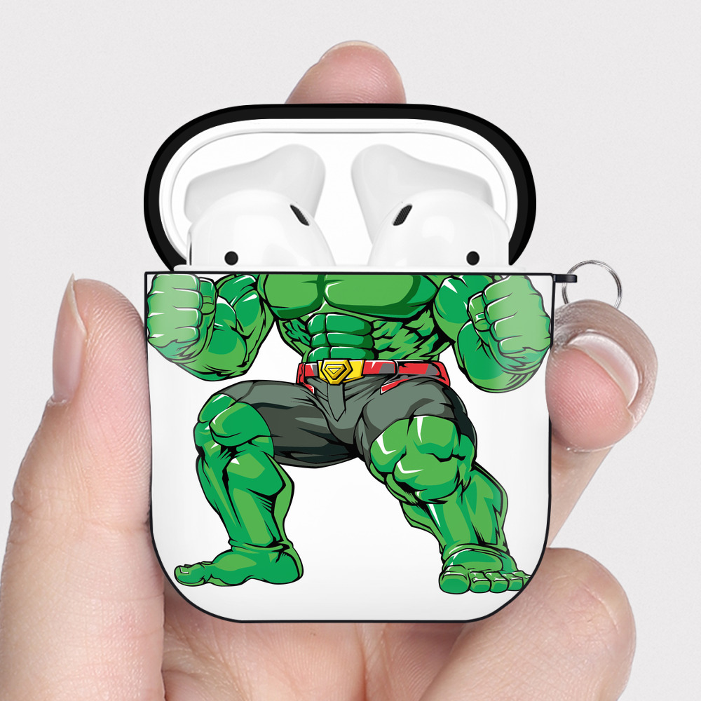 （画像用） アベンジャーズ The Avengers AirPods 第2世代保護ケース ハードシェル ブラック 耐衝撃・防指紋・カラビナ付き