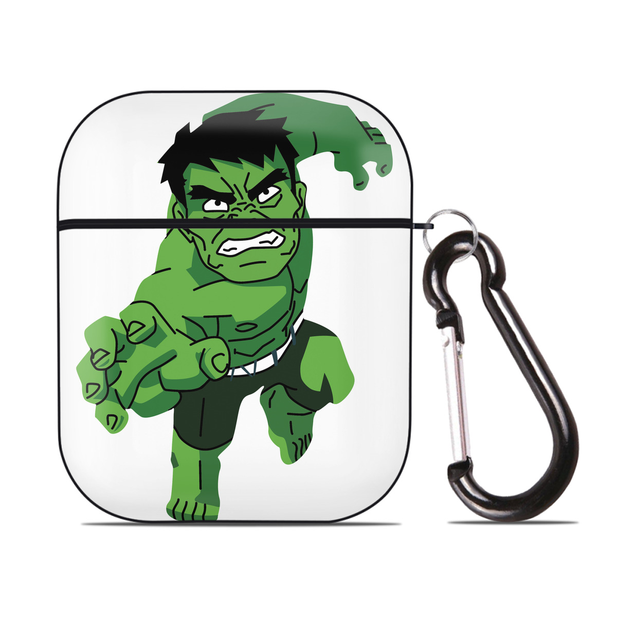 （画像用） アベンジャーズ The Avengers AirPods 第2世代保護ケース ハードシェル ブラック 耐衝撃・防指紋・カラビナ付き