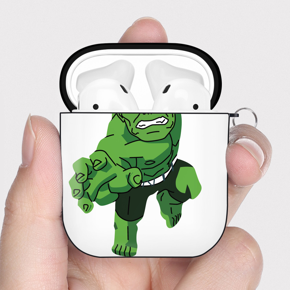 （画像用） アベンジャーズ The Avengers AirPods 第2世代保護ケース ハードシェル ブラック 耐衝撃・防指紋・カラビナ付き