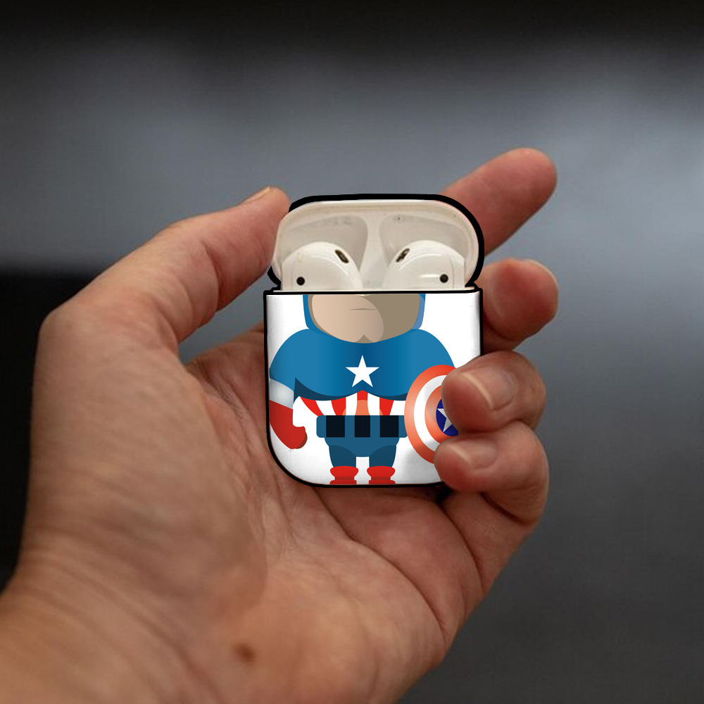 アベンジャーズ The Avengers AirPods 第2世代保護ケース ハードシェル ブラック 耐衝撃・防指紋・カラビナ付き