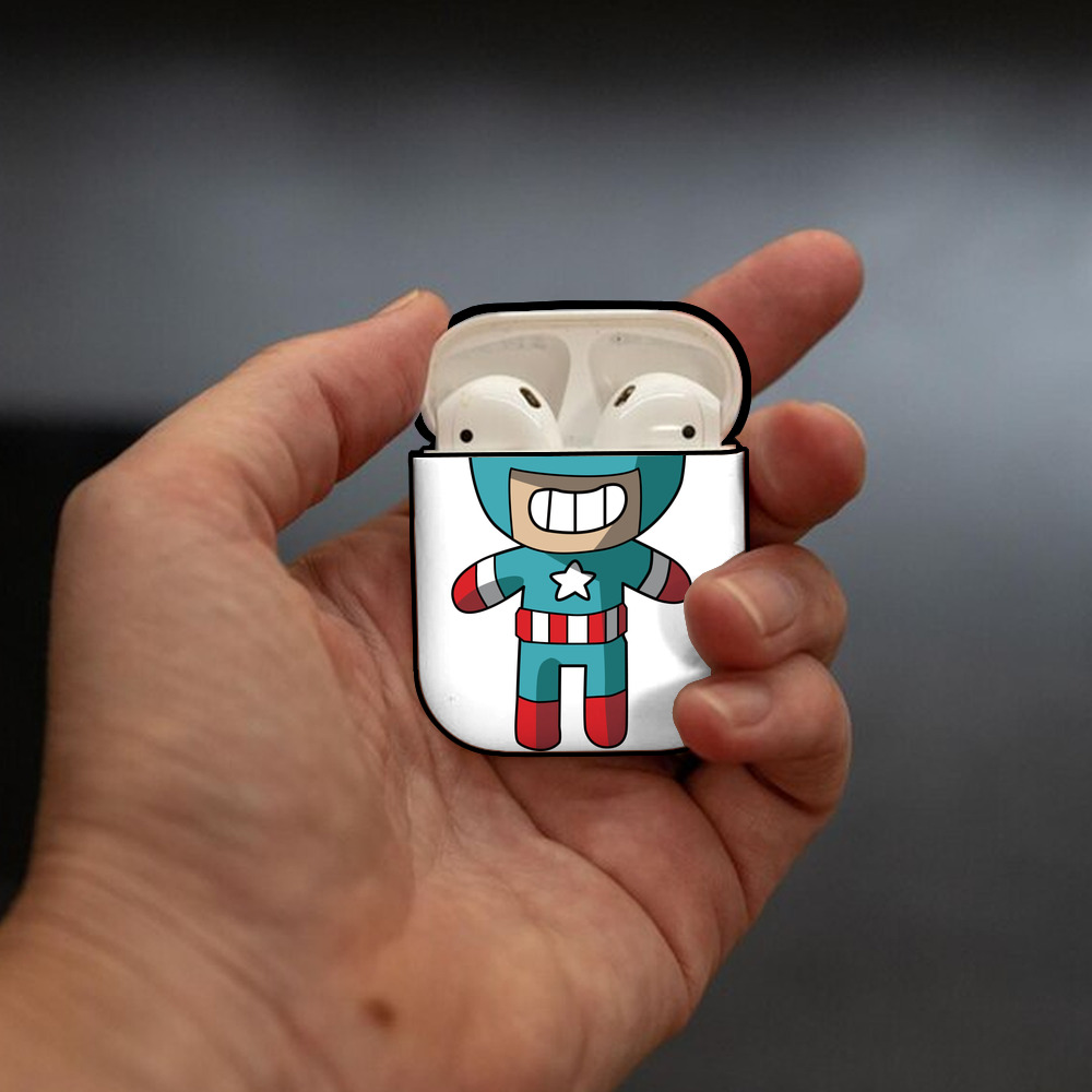 アベンジャーズ The Avengers AirPods 第2世代保護ケース ハードシェル ブラック 耐衝撃・防指紋・カラビナ付き
