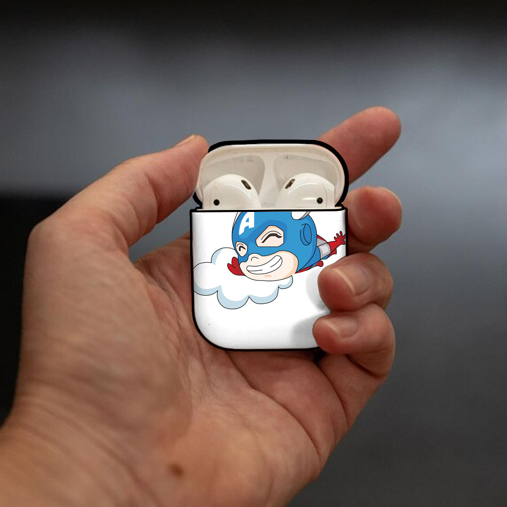 アベンジャーズ The Avengers AirPods 第2世代保護ケース ハードシェル ブラック 耐衝撃・防指紋・カラビナ付き