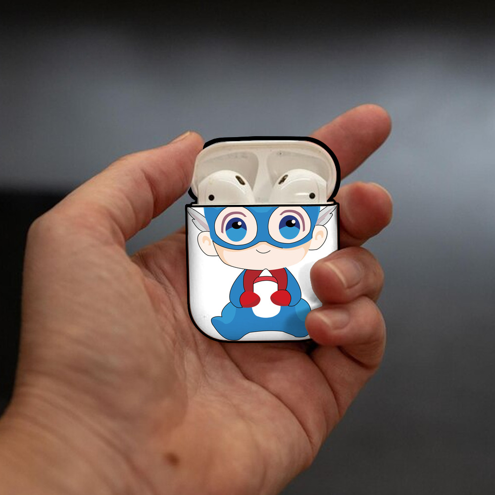 アベンジャーズ The Avengers AirPods 第2世代保護ケース ハードシェル ブラック 耐衝撃・防指紋・カラビナ付き
