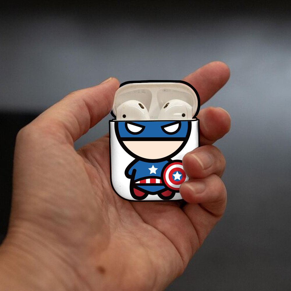 アベンジャーズ The Avengers AirPods 第2世代保護ケース ハードシェル ブラック 耐衝撃・防指紋・カラビナ付き
