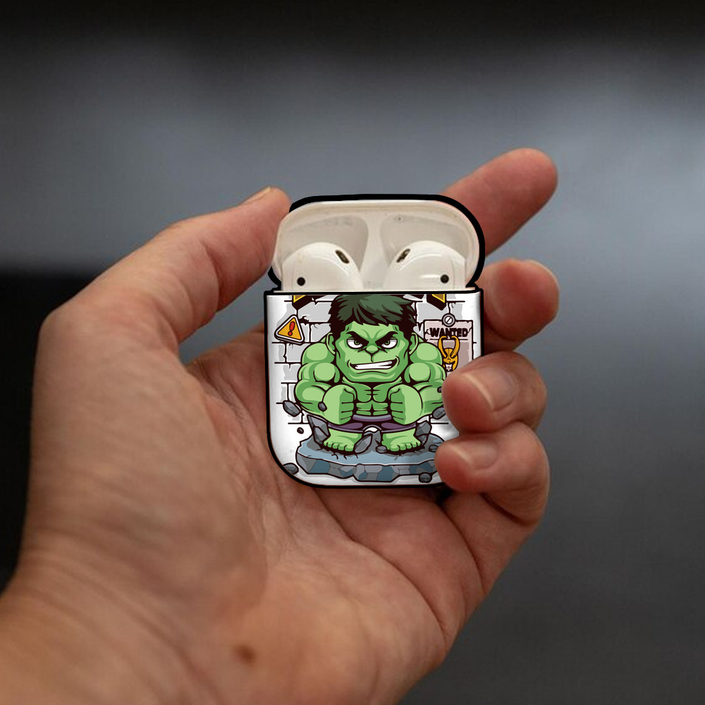 アベンジャーズ The Avengers AirPods 第2世代保護ケース ハードシェル ブラック 耐衝撃・防指紋・カラビナ付き