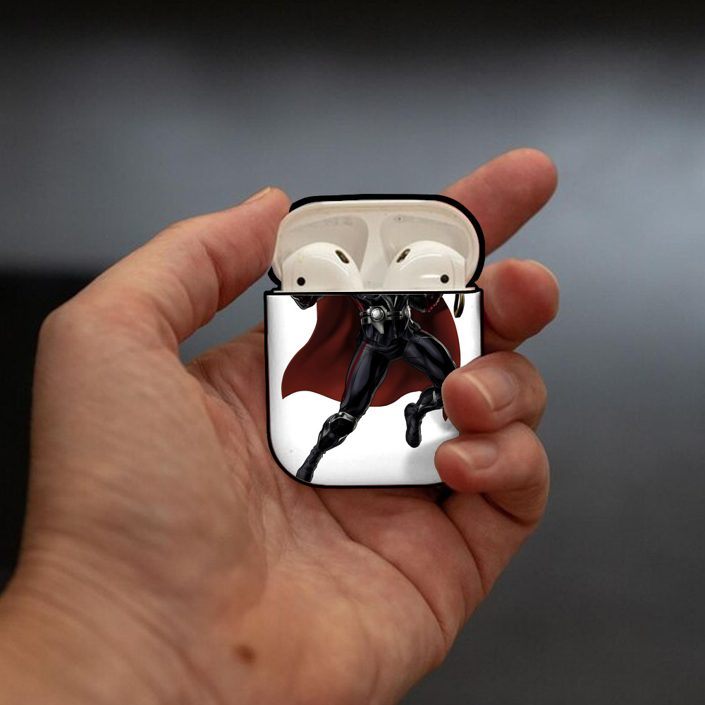 アベンジャーズ The Avengers AirPods 第2世代保護ケース ハードシェル ブラック 耐衝撃・防指紋・カラビナ付き