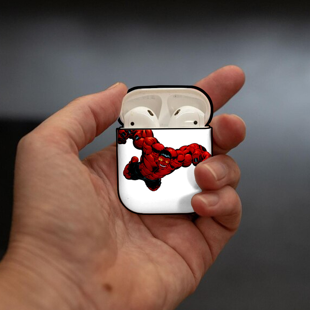 アベンジャーズ The Avengers AirPods 第2世代保護ケース ハードシェル ブラック 耐衝撃・防指紋・カラビナ付き
