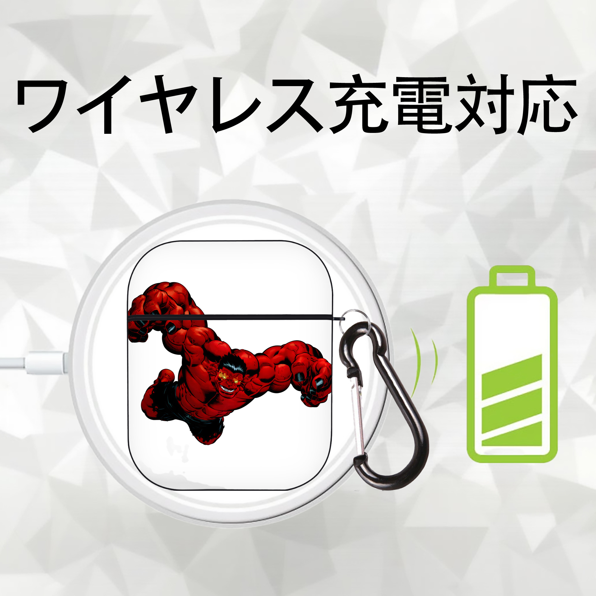 アベンジャーズ The Avengers AirPods 第2世代保護ケース ハードシェル ブラック 耐衝撃・防指紋・カラビナ付き