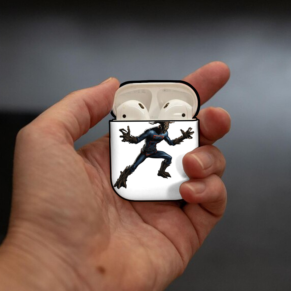 アベンジャーズ The Avengers AirPods 第2世代保護ケース ハードシェル ブラック 耐衝撃・防指紋・カラビナ付き