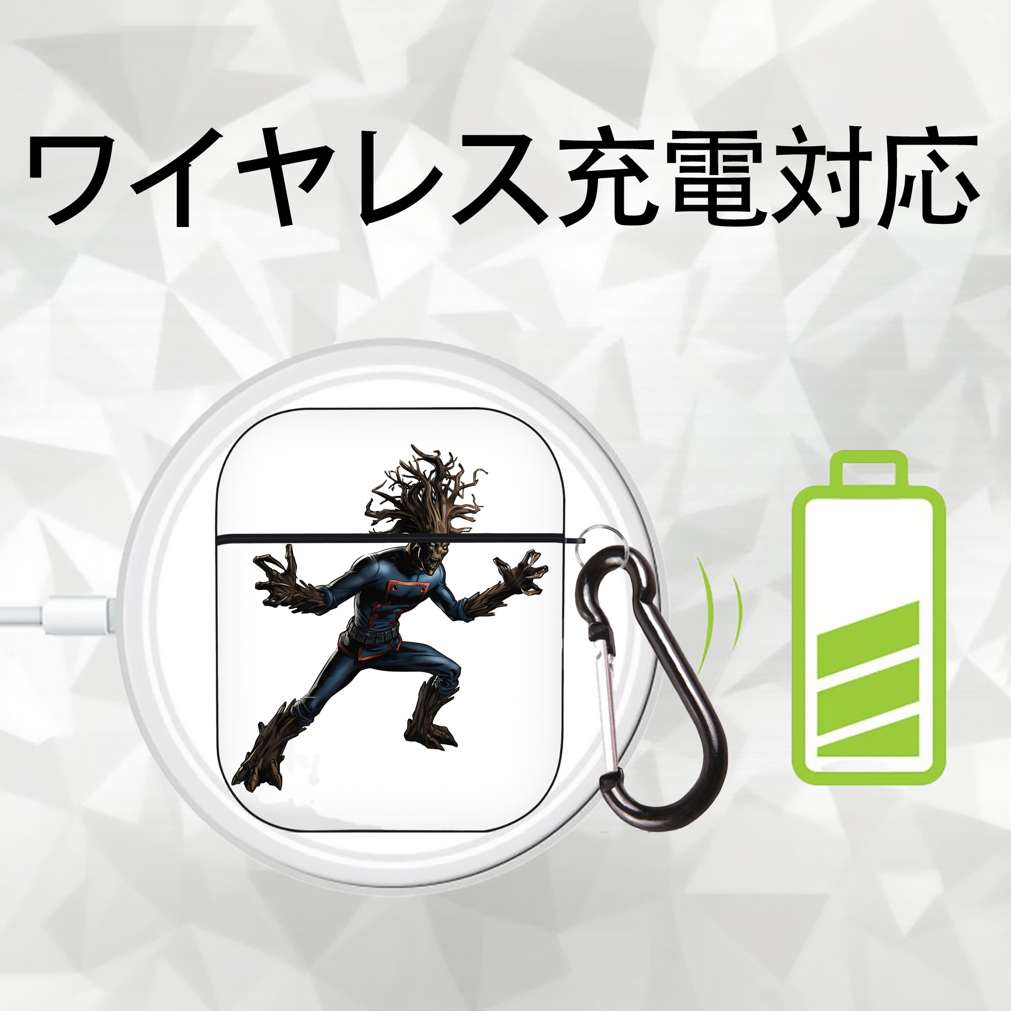 アベンジャーズ The Avengers AirPods 第2世代保護ケース ハードシェル ブラック 耐衝撃・防指紋・カラビナ付き