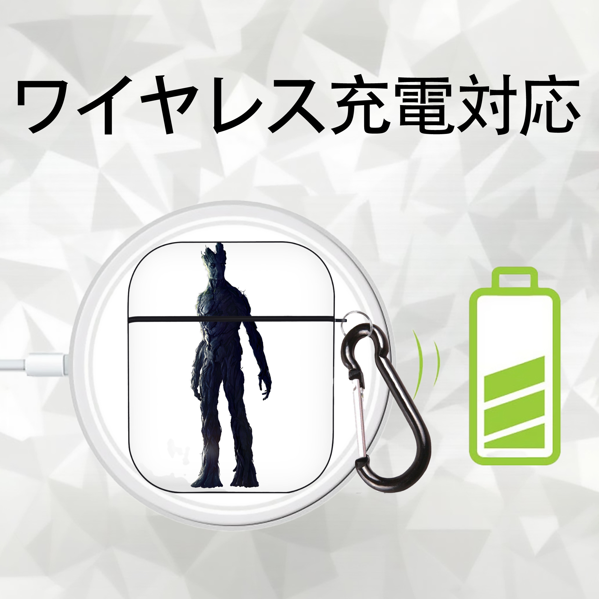 アベンジャーズ The Avengers AirPods 第2世代保護ケース ハードシェル ブラック 耐衝撃・防指紋・カラビナ付き
