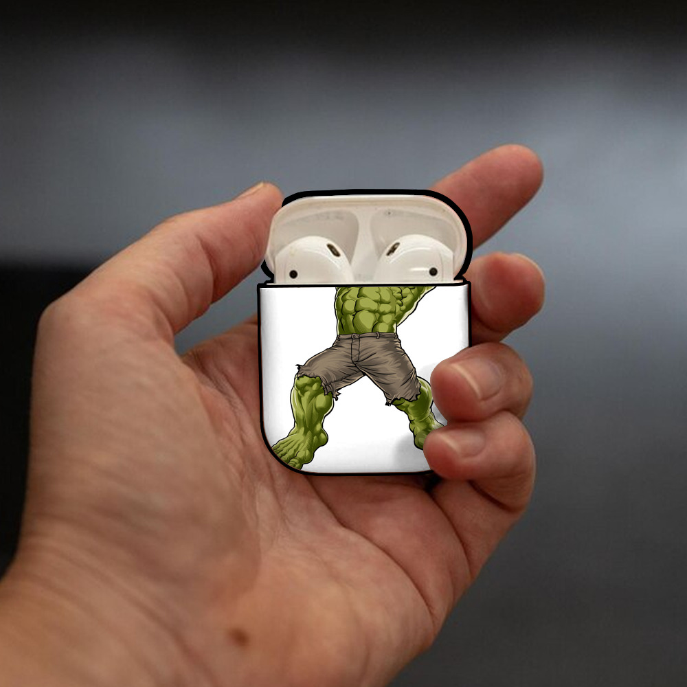 アベンジャーズ The Avengers AirPods 第2世代保護ケース ハードシェル ブラック 耐衝撃・防指紋・カラビナ付き