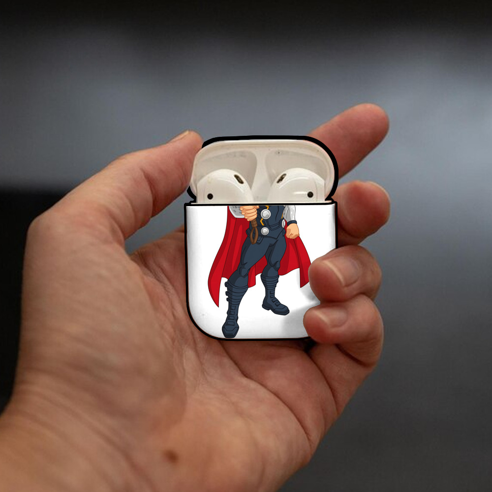 アベンジャーズ The Avengers AirPods 第2世代保護ケース ハードシェル ブラック 耐衝撃・防指紋・カラビナ付き