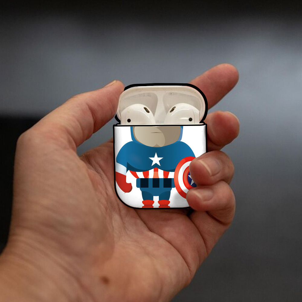 アベンジャーズ The Avengers AirPods 第2世代保護ケース ハードシェル ブラック 耐衝撃・防指紋・カラビナ付き