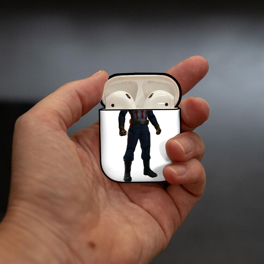 アベンジャーズ The Avengers AirPods 第2世代保護ケース ハードシェル ブラック 耐衝撃・防指紋・カラビナ付き