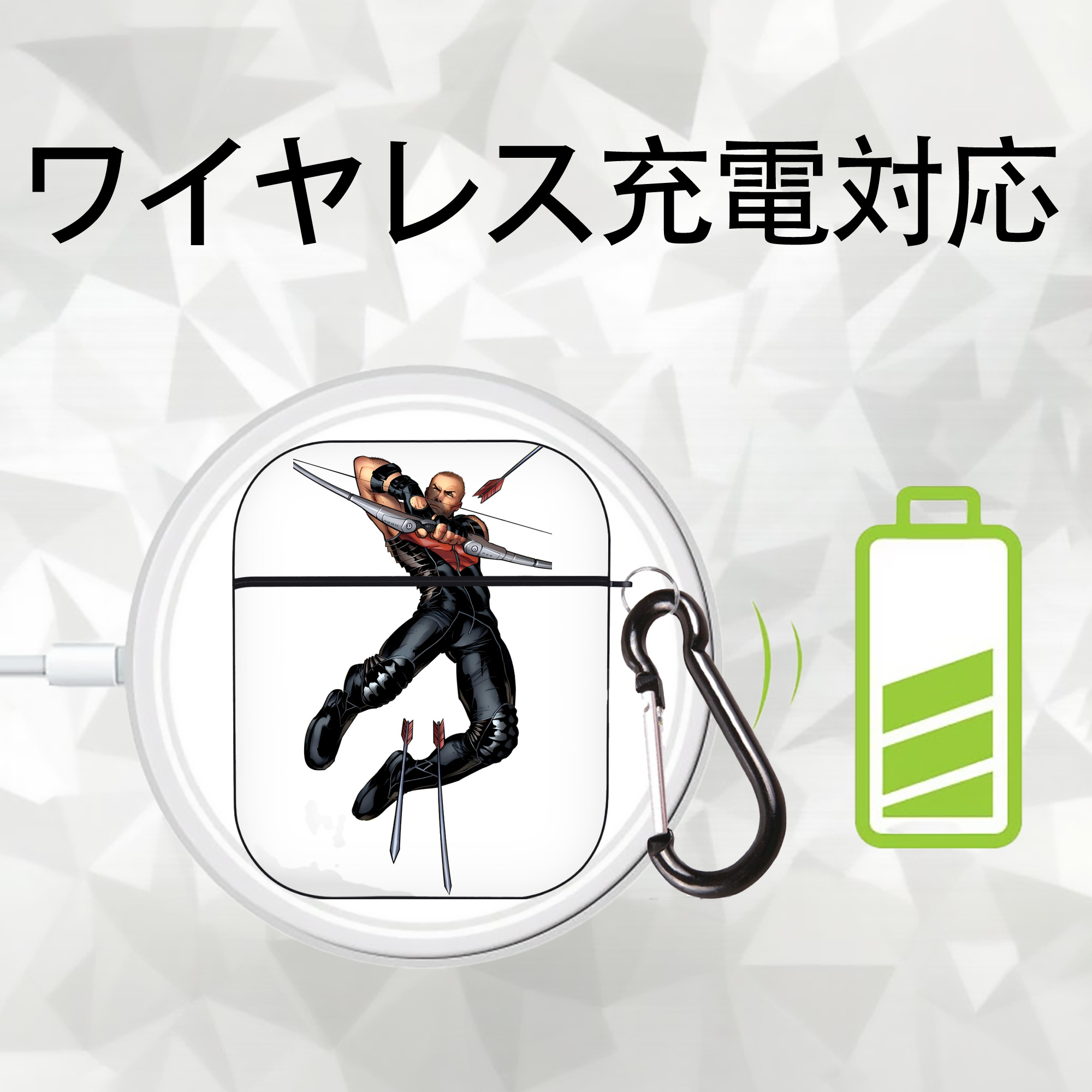 アベンジャーズ The Avengers AirPods 第2世代保護ケース ハードシェル ブラック 耐衝撃・防指紋・カラビナ付き