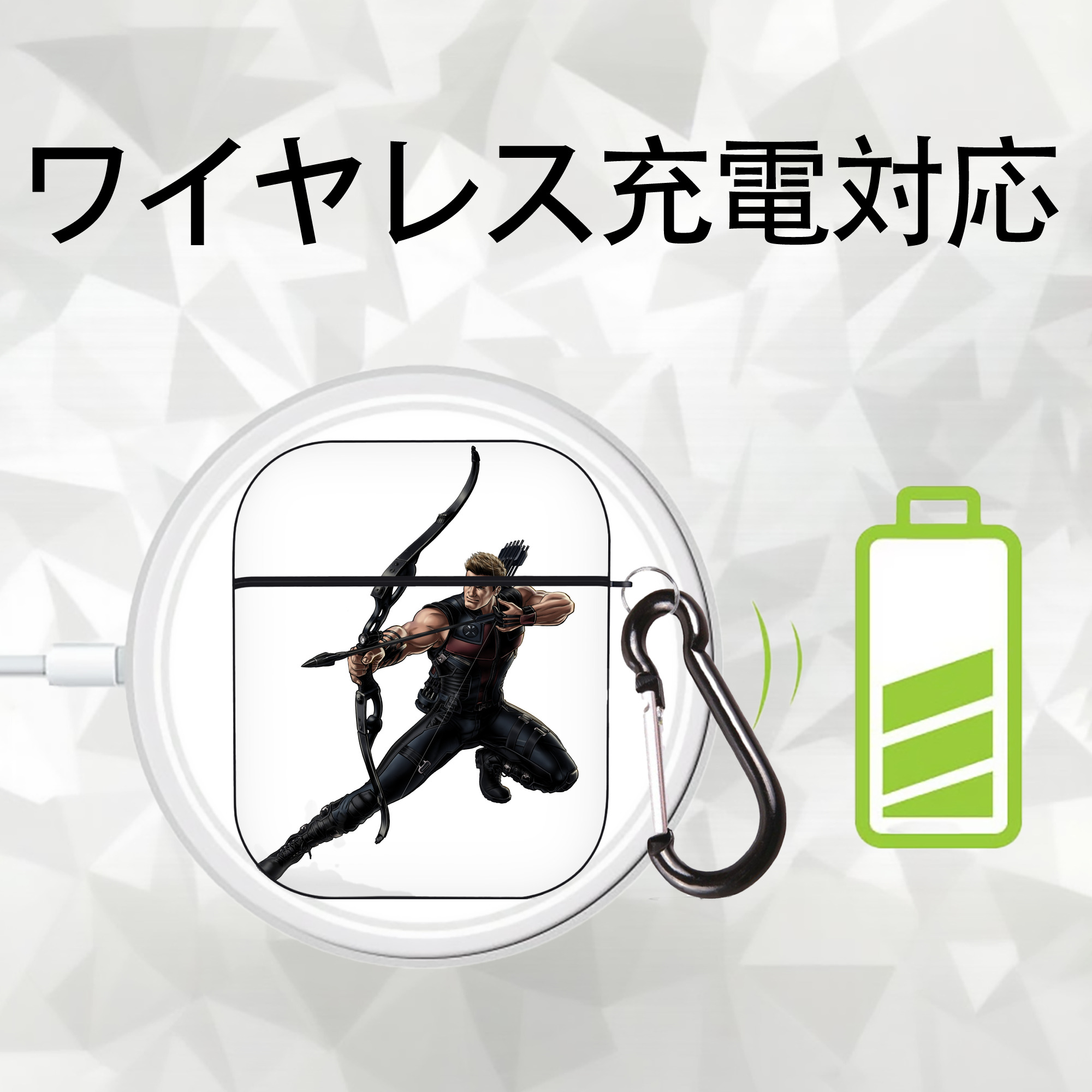 アベンジャーズ The Avengers AirPods 第2世代保護ケース ハードシェル ブラック 耐衝撃・防指紋・カラビナ付き