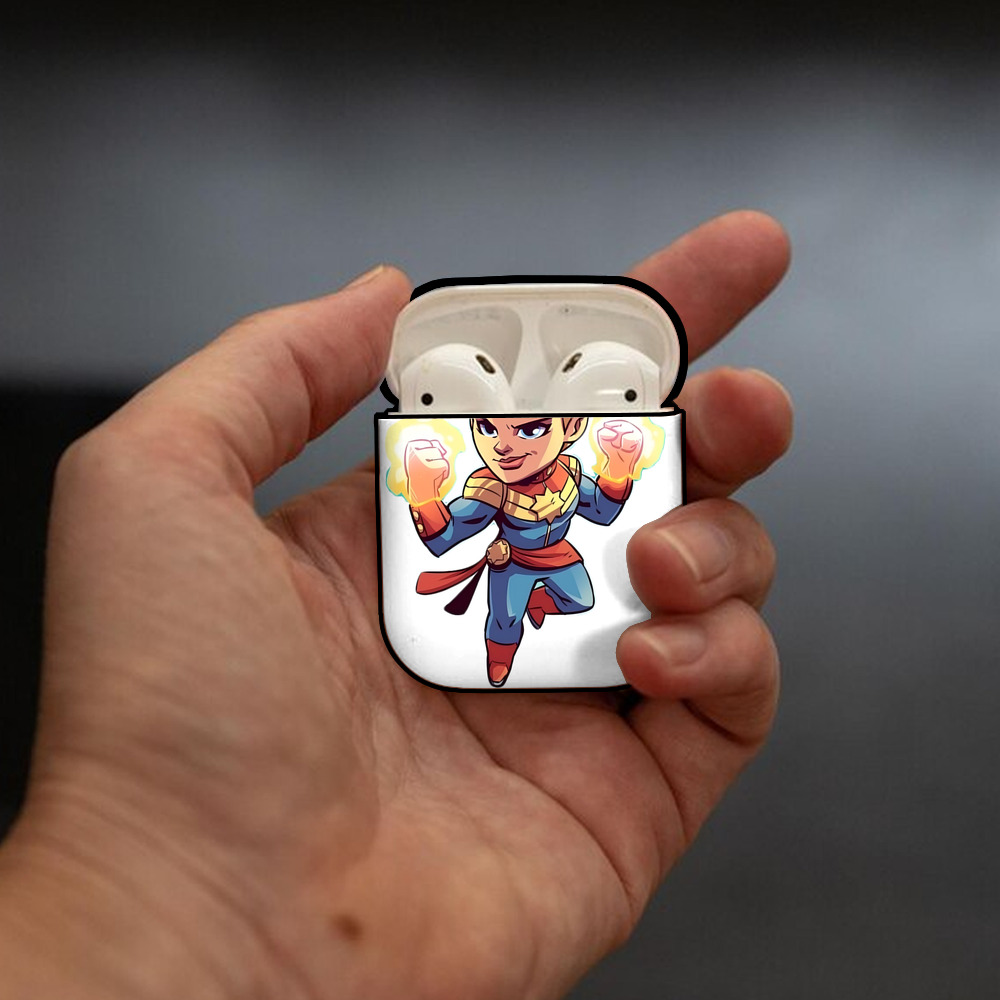 アベンジャーズ The Avengers AirPods 第2世代保護ケース ハードシェル ブラック 耐衝撃・防指紋・カラビナ付き