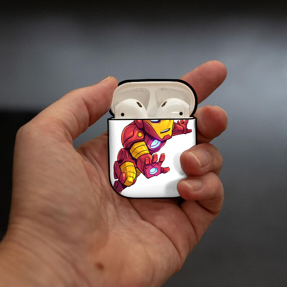 アベンジャーズ The Avengers AirPods 第2世代保護ケース ハードシェル ブラック 耐衝撃・防指紋・カラビナ付き