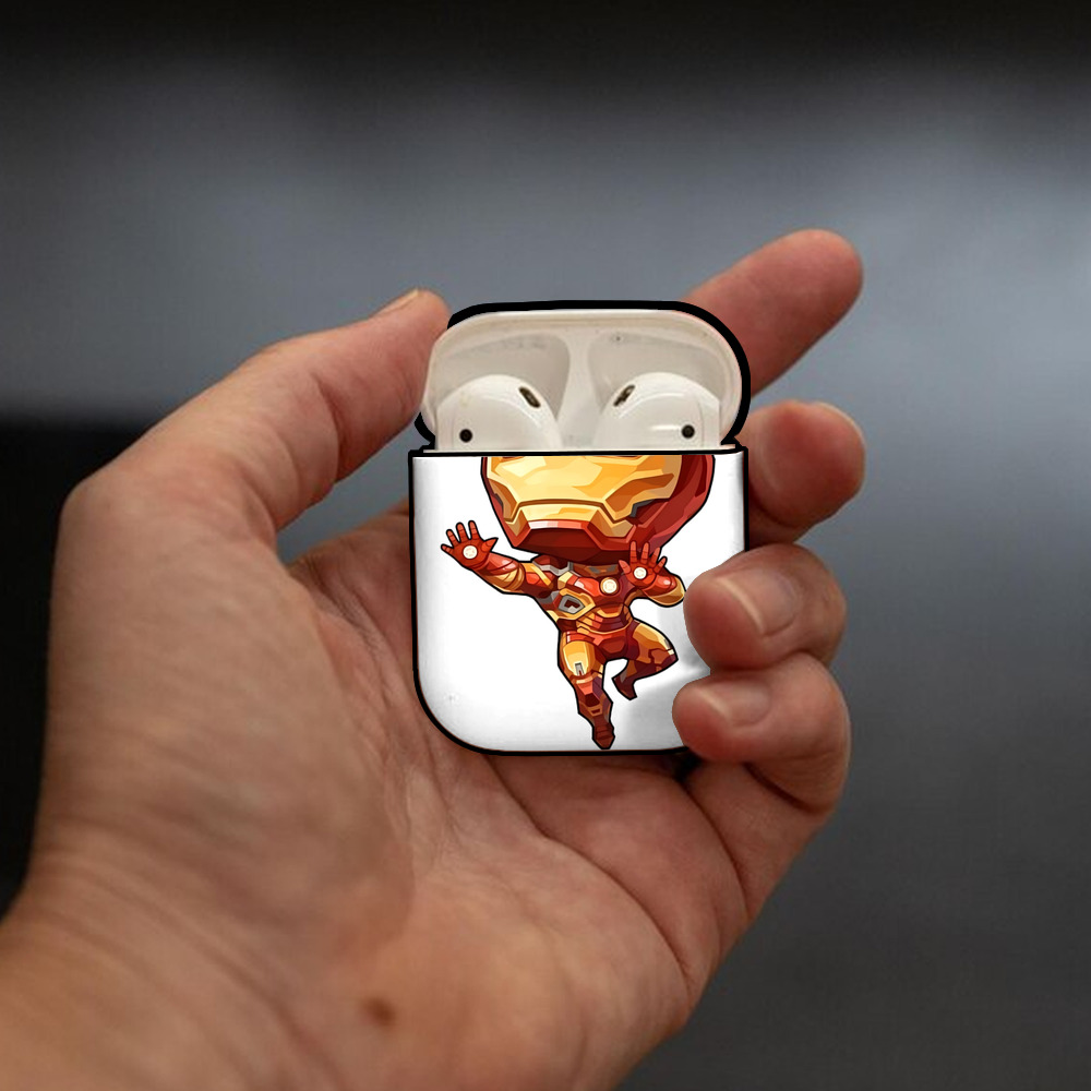 アベンジャーズ The Avengers AirPods 第2世代保護ケース ハードシェル ブラック 耐衝撃・防指紋・カラビナ付き