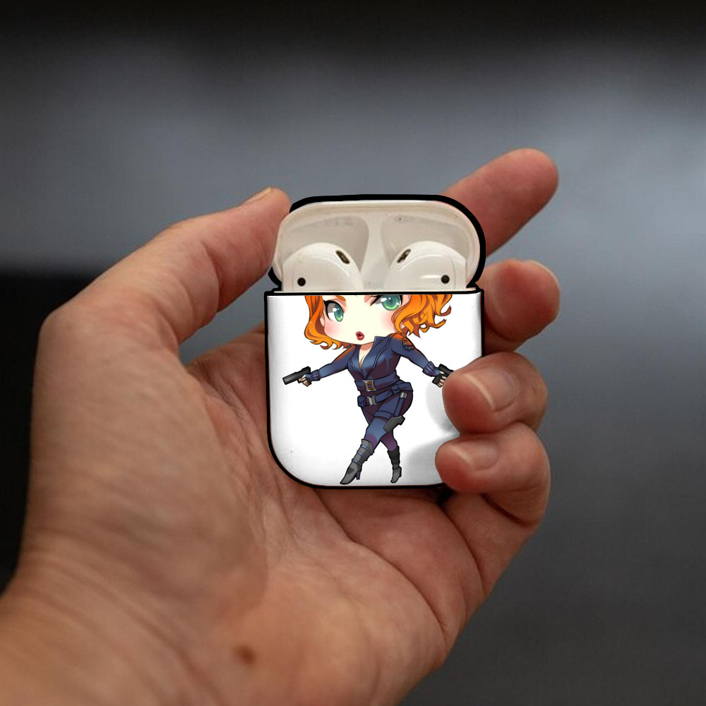 アベンジャーズ The Avengers AirPods 第2世代保護ケース ハードシェル ブラック 耐衝撃・防指紋・カラビナ付き