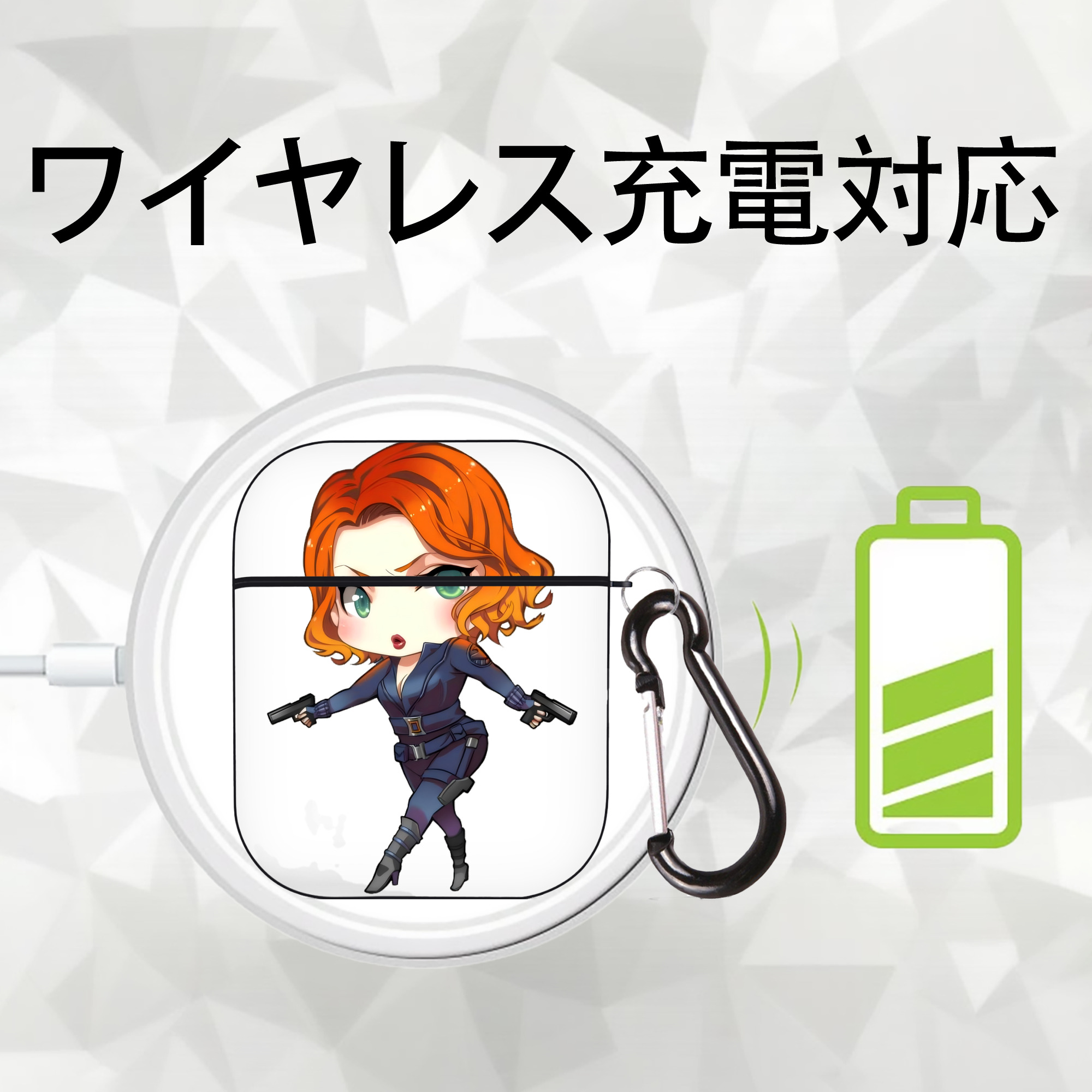 アベンジャーズ The Avengers AirPods 第2世代保護ケース ハードシェル ブラック 耐衝撃・防指紋・カラビナ付き