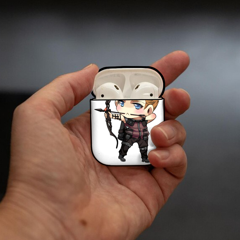 アベンジャーズ The Avengers AirPods 第2世代保護ケース ハードシェル ブラック 耐衝撃・防指紋・カラビナ付き