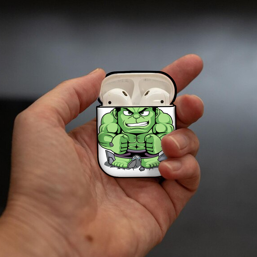 アベンジャーズ The Avengers AirPods 第2世代保護ケース ハードシェル ブラック 耐衝撃・防指紋・カラビナ付き