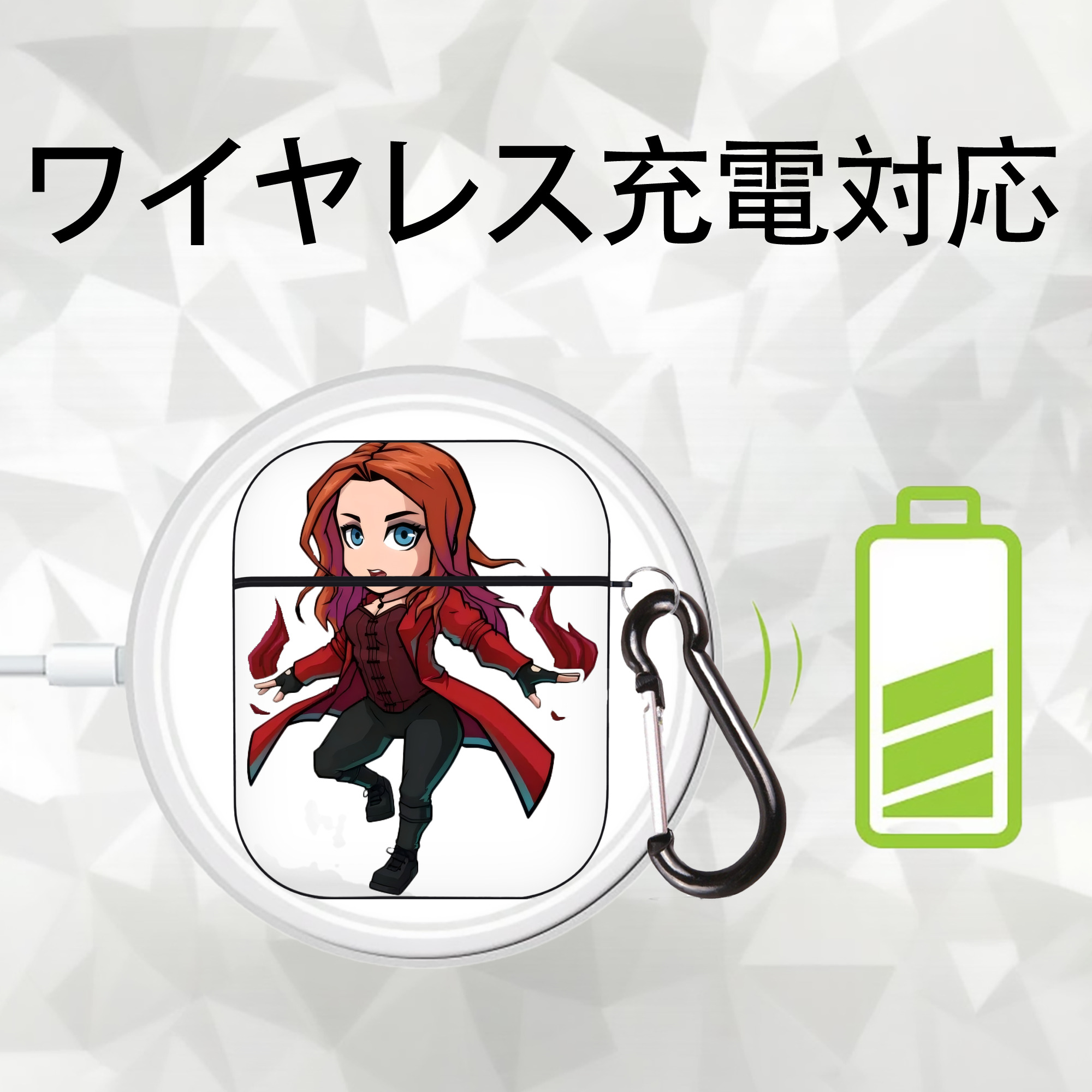 アベンジャーズ The Avengers AirPods 第2世代保護ケース ハードシェル ブラック 耐衝撃・防指紋・カラビナ付き