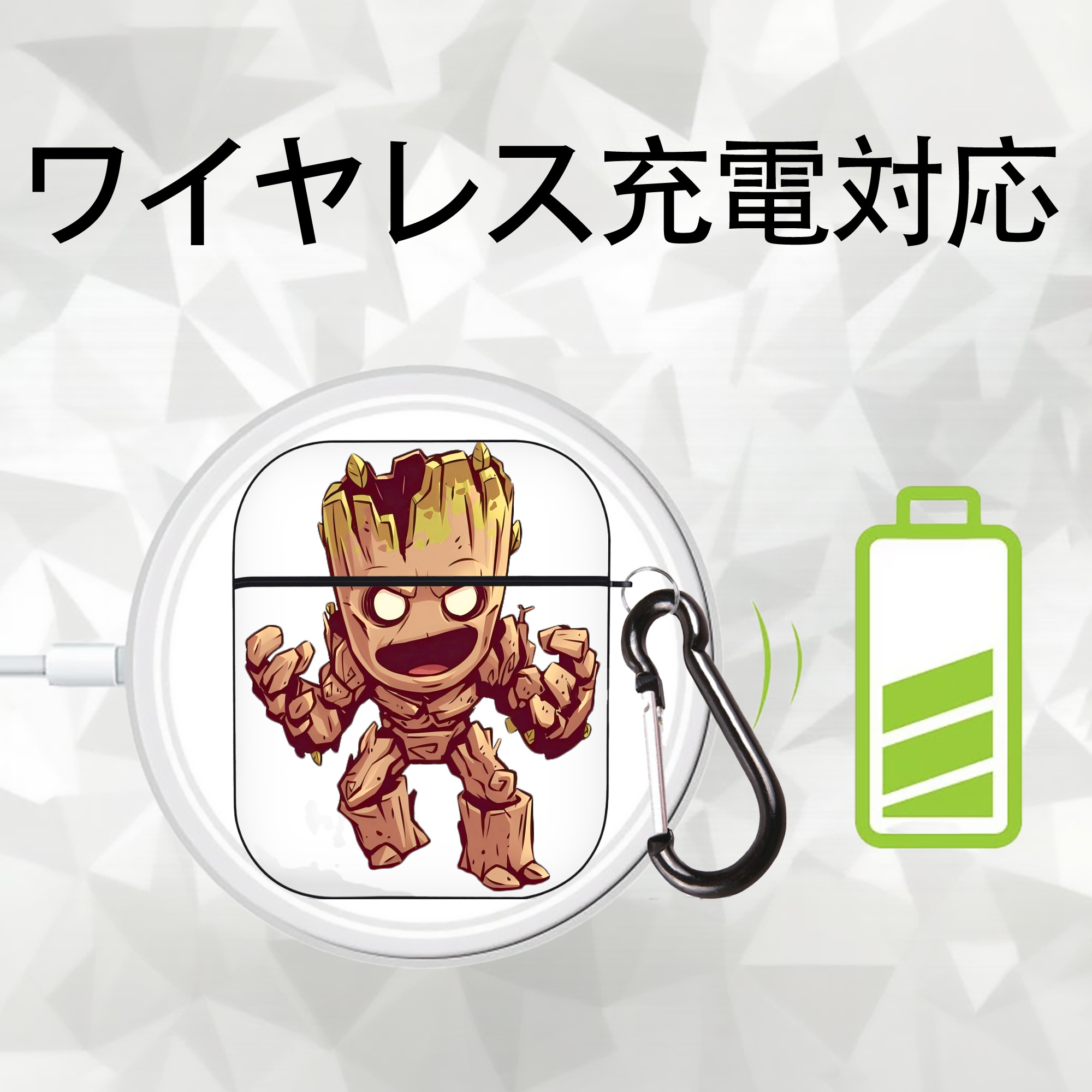 アベンジャーズ The Avengers AirPods 第2世代保護ケース ハードシェル ブラック 耐衝撃・防指紋・カラビナ付き