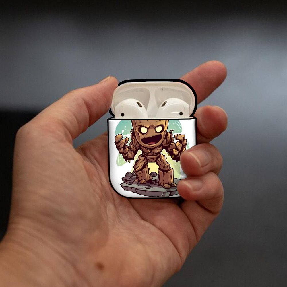 アベンジャーズ The Avengers AirPods 第2世代保護ケース ハードシェル ブラック 耐衝撃・防指紋・カラビナ付き
