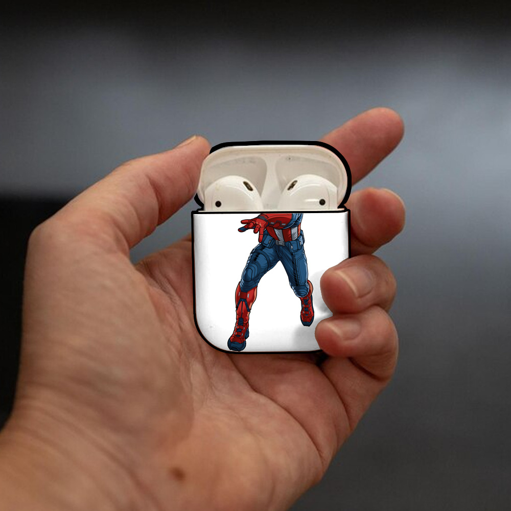 アベンジャーズ The Avengers AirPods 第2世代保護ケース ハードシェル ブラック 耐衝撃・防指紋・カラビナ付き