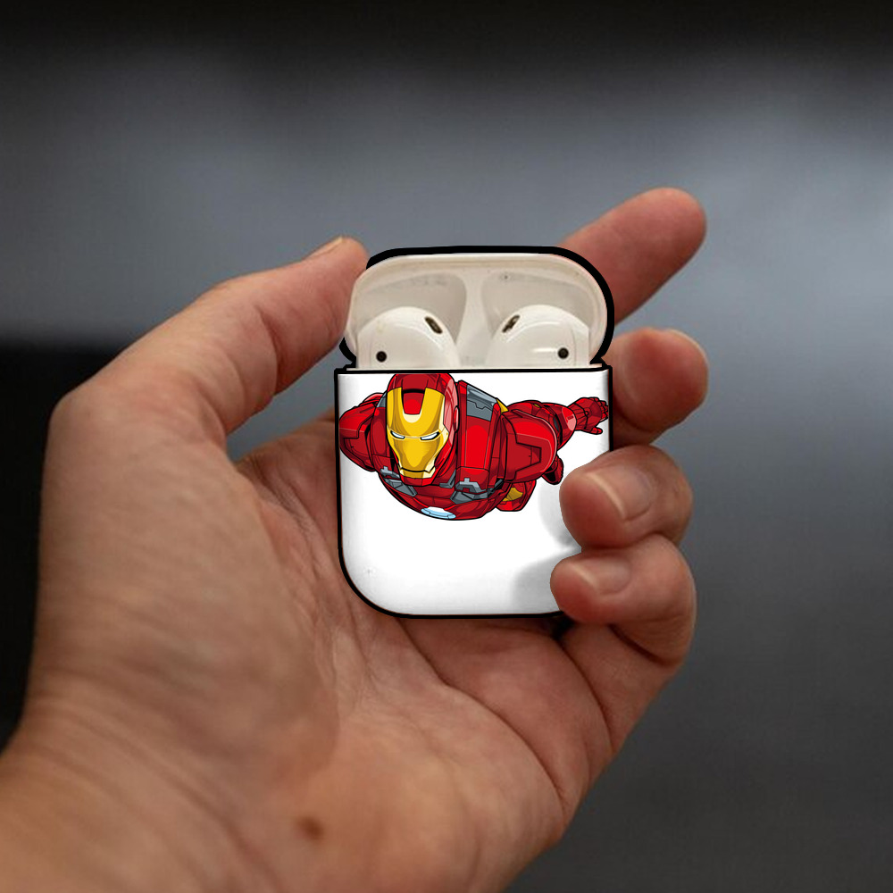 アベンジャーズ The Avengers AirPods 第2世代保護ケース ハードシェル ブラック 耐衝撃・防指紋・カラビナ付き