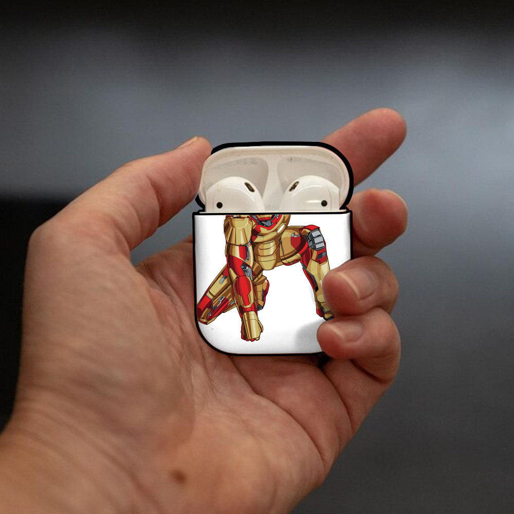 アベンジャーズ The Avengers AirPods 第2世代保護ケース ハードシェル ブラック 耐衝撃・防指紋・カラビナ付き